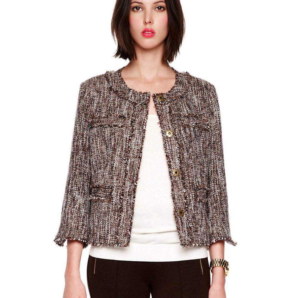 Michael Kors Chocolate Brown Thick Tweed Blazer